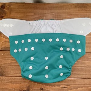 画像3: フォレストグリーン【布おむつ本舗オリジナル】ポケット式 ワンサイズおむつカバー （スナップ/ツルツル生地）緑 (3)
