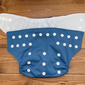 画像3: ネイビー【布おむつ本舗オリジナル】ポケット式 ワンサイズおむつカバー (スナップ/ツルツル生地)紺色 青,ブルー (3)