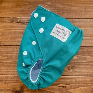 画像2: フォレストグリーン【布おむつ本舗オリジナル】ポケット式 ワンサイズおむつカバー （スナップ/ツルツル生地）緑 (2)