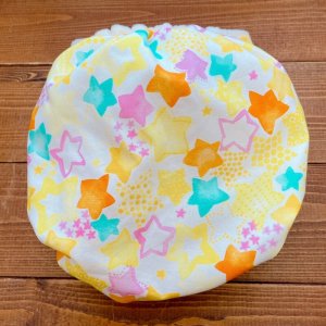 画像4: 【再販なし】水彩スター（イエロー系）【よつばのおむつ/日本製/ハンドメイド】 布おむつカバー （透湿性防水布使用）七夕,星柄 (4)