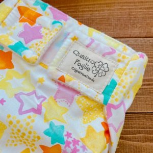 画像2: 【再販なし】水彩スター（イエロー系）【よつばのおむつ/日本製/ハンドメイド】 布おむつカバー （透湿性防水布使用）七夕,星柄 (2)