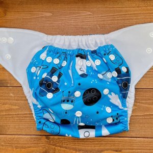 画像2: 「宇宙ロケット（ブルー）」立ったまま履けるパンツ型ワンサイズおむつ/トレパンにも♪星,スター (2)