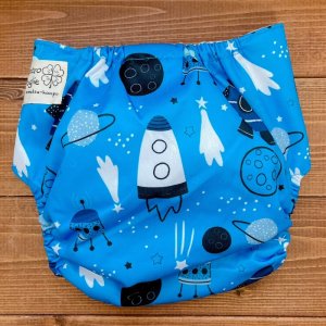 画像3: 「宇宙ロケット（ブルー）」立ったまま履けるパンツ型ワンサイズおむつ/トレパンにも♪星,スター (3)