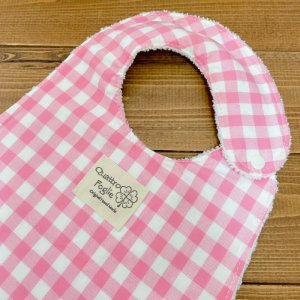 画像2: 【超吸収!魔法のスタイ】ギンガムチェック(ピンク)【ハンドメイド】マイクロファイバー×コットン生地のよだれかけ【スタイ5枚以上まとめ買いで送料無料!】 (2)