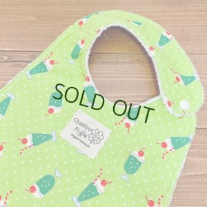 画像2: 【超吸収！魔法のスタイ】クリームメロンソーダ【ハンドメイド】マイクロファイバー×コットン生地のよだれかけ【スタイ５枚以上まとめ買いで送料無料！】グリーン,ドット,水玉,クリームソーダ (2)