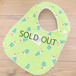 画像1: 【超吸収！魔法のスタイ】クリームメロンソーダ【ハンドメイド】マイクロファイバー×コットン生地のよだれかけ【スタイ５枚以上まとめ買いで送料無料！】グリーン,ドット,水玉,クリームソーダ (1)