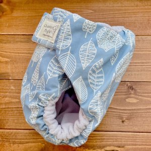 画像4: 北欧ミニリーフ(くすみブルー)【よつばのおむつ/日本製/ハンドメイド】布おむつカバー (透湿性防水布使用)青 (4)