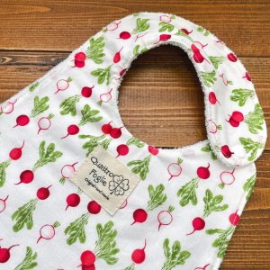 画像2: 【超吸収！魔法のスタイ】ラディッシュ【ハンドメイド】マイクロファイバー×コットン生地のよだれかけ【スタイ５枚以上まとめ買いで送料無料！】カブ,お野菜 (2)