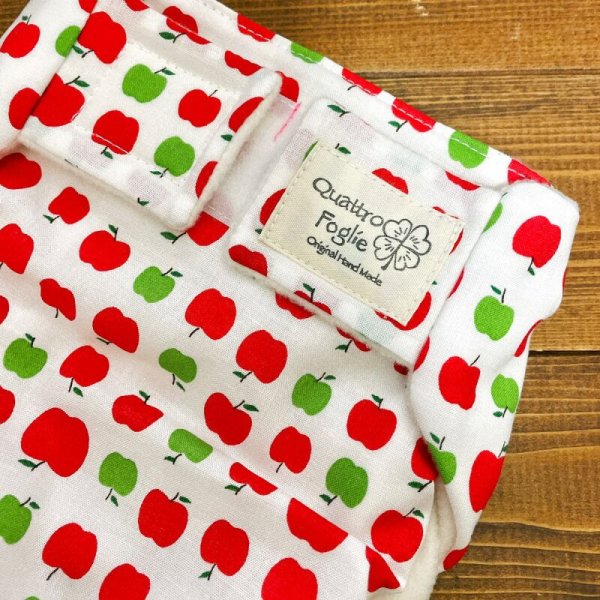 画像2: 【在庫限り】レトロアップル（赤緑）【よつばのおむつ/日本製/ハンドメイド】布おむつカバー （透湿性防水布使用）りんご,リンゴ,林檎