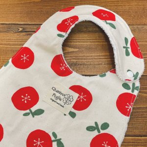 画像2: 【超吸収!魔法のスタイ】北欧ボタンの花(赤)【ハンドメイド】マイクロファイバー×コットン生地のよだれかけ【スタイ5枚以上まとめ買いで送料無料!】フラワー,レッド (2)