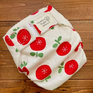 画像2: 【再販なし】北欧ボタンの花（赤）【よつばのおむつ/日本製/ハンドメイド】布おむつカバー （透湿性防水布使用）フラワー,レッド (2)