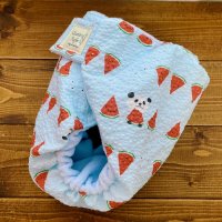 画像1: スイカとパンダ【よつばのおむつ/日本製/ハンドメイド】布おむつカバー （透湿性防水布使用）西瓜