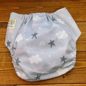 画像3: 星と雲(ライトグレー)立ったまま履ける パンツ型ワンサイズおむつ トレパンにも♪北欧,虹 (3)