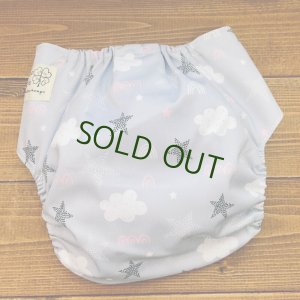 画像3: 星と雲（ライトグレー）立ったまま履ける パンツ型ワンサイズおむつ トレパンにも♪北欧,虹 (3)