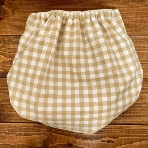 画像3: 【大きいトレパン XL:90-110】 ギンガムチェック（カフェオレ） パンツ型おむつカバー（防水）立ったまま交換出来る♪ベージュ (3)