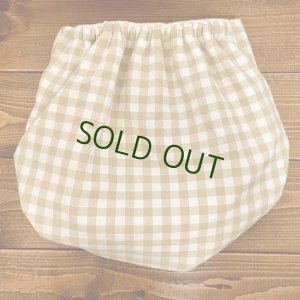 画像3: 【大きいトレパン XL:90-110】 ギンガムチェック（カフェオレ） パンツ型おむつカバー（防水）立ったまま交換出来る♪ベージュ (3)