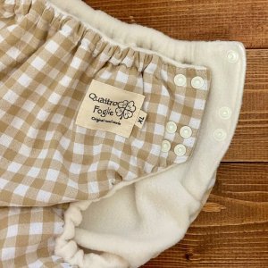 画像4: 【大きいトレパン XL:90-110】 ギンガムチェック（カフェオレ） パンツ型おむつカバー（防水）立ったまま交換出来る♪ベージュ (4)