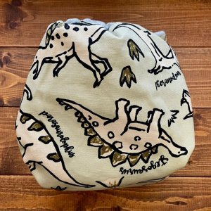 画像5: 手描きの恐竜(カーキベージュ)【よつばのおむつ/日本製/ハンドメイド】布おむつカバー (透湿性防水布使用)ダイナソー (5)