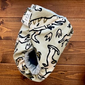 画像4: 手描きの恐竜(カーキベージュ)【よつばのおむつ/日本製/ハンドメイド】布おむつカバー (透湿性防水布使用)ダイナソー (4)
