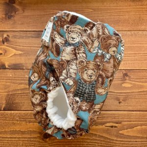 画像4: クラシックテディベア（くすみブルー）【よつばのおむつ/日本製/ハンドメイド】布おむつカバー （透湿性防水布使用）クマ,アニマル (4)