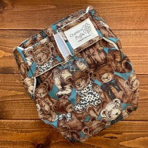 画像2: クラシックテディベア（くすみブルー）【よつばのおむつ/日本製/ハンドメイド】布おむつカバー （透湿性防水布使用）クマ,アニマル (2)