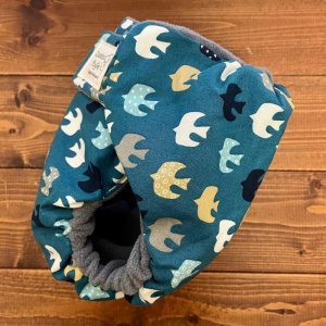 画像3: 北欧ムクドリ（青緑）【よつばのおむつ/日本製/ハンドメイド】布おむつカバー （透湿性防水布使用）鳥,とり (3)