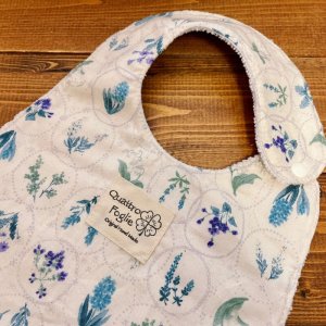 画像2: 【超吸収！魔法のスタイ】ナチュラルサークルフラワー（きなりブルー）【ハンドメイド】マイクロファイバー×コットン生地のよだれかけ【スタイ５枚以上まとめ買いで送料無料！】花柄,ハーブ,ボタニカル (2)