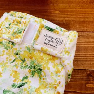 画像2: 水彩ミモザ♪【よつばのおむつ/日本製/ハンドメイド】布おむつカバー (透湿性防水布使用)フラワー,花柄 (2)