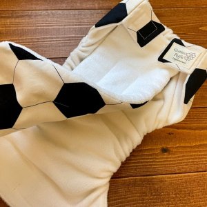 画像2: サッカーボール柄Sサイズセット 【おそろい♪わくわくセット】 【送料無料】ハンドメイド布おむつカバー&魔法のおむつ/男の子 (2)