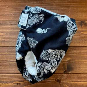 画像3: 和柄黒龍【よつばのおむつ/日本製/ハンドメイド】布おむつカバー (透湿性防水布使用) (3)