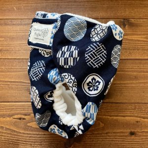 画像3: 和柄ミックス濃紺【よつばのおむつ/日本製/ハンドメイド】布おむつカバー (透湿性防水布使用)水玉,ネイビー (3)