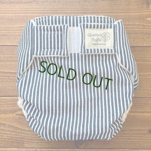 画像1: ヒッコリーストライプ（ネイビー） 【よつばのおむつ/日本製/ハンドメイド】 布おむつカバー （透湿性防水布使用） (1)