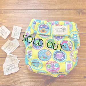 画像1: モンスター(イエロー)【よつばのおむつ/日本製/ハンドメイド】布おむつカバー (透湿性防水布使用)ハロウィン,おばけ (1)