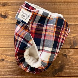 画像3: 【再販なし】ぬくぬくタータン 【よつばのおむつ/日本製/ハンドメイド】 布おむつカバー （透湿性防水布使用）暖色系タータンチェック (3)