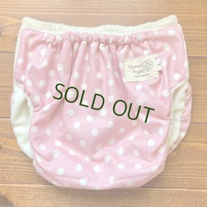 画像1: ぼんぼり水玉（ピンク） 【トレパンM~L】立ったまま交換出来る♪ パンツ型おむつカバー（防水）ドット,女の子 (1)