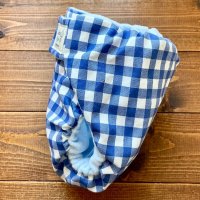 画像1: ギンガムチェック（ブルー）【よつばのおむつ/日本製/ハンドメイド】布おむつカバー （透湿性防水布使用）青