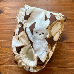 画像3: 【再販なし】モフモフうさぎちゃん(ブラウン)【よつばのおむつ/日本製/ハンドメイド】 布おむつカバー (透湿性防水布使用)ウサギ (3)