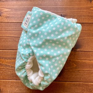 画像3: みずたま（ミントグリーン） 【よつばのおむつ/日本製/ハンドメイド】 布おむつカバー （透湿性防水布使用）ドット,水色,水玉 (3)