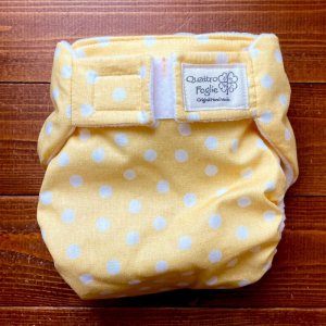 画像1: ぼんぼり水玉（イエロー） 【よつばのおむつ/日本製/ハンドメイド】 布おむつカバー （透湿性防水布使用）ドット,黄色 (1)