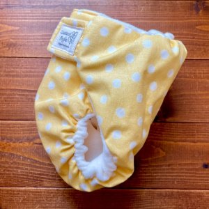 画像3: ぼんぼり水玉（イエロー） 【よつばのおむつ/日本製/ハンドメイド】 布おむつカバー （透湿性防水布使用）ドット,黄色 (3)