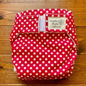 画像1: みずたま（赤） 【よつばのおむつ/日本製/ハンドメイド】 布おむつカバー （透湿性防水布使用）ドット,レッド,水玉 (1)
