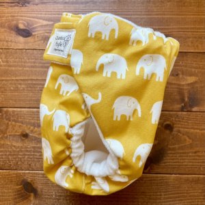 画像3: 【受注製作】北欧ゾウさん（マスタード） 【よつばのおむつ/日本製/ハンドメイド】 布おむつカバー （透湿性防水布使用）カラシ,黄色※ご希望のサイズをお知らせください (3)