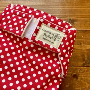 画像2: みずたま（レッド赤） 【よつばのおむつ/日本製/ハンドメイド】 布おむつカバー （透湿性防水布使用）ドット,レッド,水玉 (2)