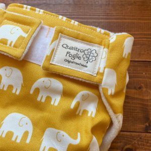 画像2: 【受注製作】北欧ゾウさん（マスタード） 【よつばのおむつ/日本製/ハンドメイド】 布おむつカバー （透湿性防水布使用）カラシ,黄色※ご希望のサイズをお知らせください (2)