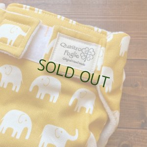 画像2: 北欧ゾウさん（マスタード） 【よつばのおむつ/日本製/ハンドメイド】 布おむつカバー （透湿性防水布使用）カラシ,黄色 (2)