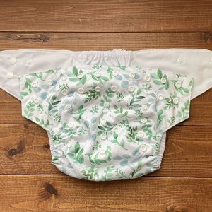 画像2: 【2~7歳向け/BIGサイズ】 「ミントリーフ・シエスタ」ポケット式 ワンサイズおむつ/立体ギャザー付き（スナップ/ツルツル生地）ボタニカル,ナチュラル (2)