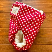 画像1: みずたま（赤） 【よつばのおむつ/日本製/ハンドメイド】 布おむつカバー （透湿性防水布使用）ドット,レッド,水玉