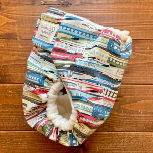 画像4: 【受注製作】電車 【よつばのおむつ/日本製/ハンドメイド】 布おむつカバー （透湿性防水布使用）列車,新幹線,男の子※ご希望のサイズをお知らせください (4)