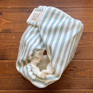 画像3: 【受注製作】ナチュラルなストライプ（くすみブルー） 【よつばのおむつ/日本製/ハンドメイド】 布おむつカバー （透湿性防水布使用）青※ご希望のサイズをお知らせください (3)