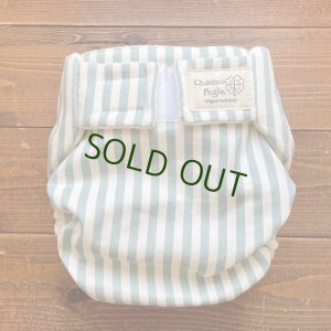 画像1: 【受注製作】ナチュラルなストライプ（くすみブルー） 【よつばのおむつ/日本製/ハンドメイド】 布おむつカバー （透湿性防水布使用）青※ご希望のサイズをお知らせください (1)